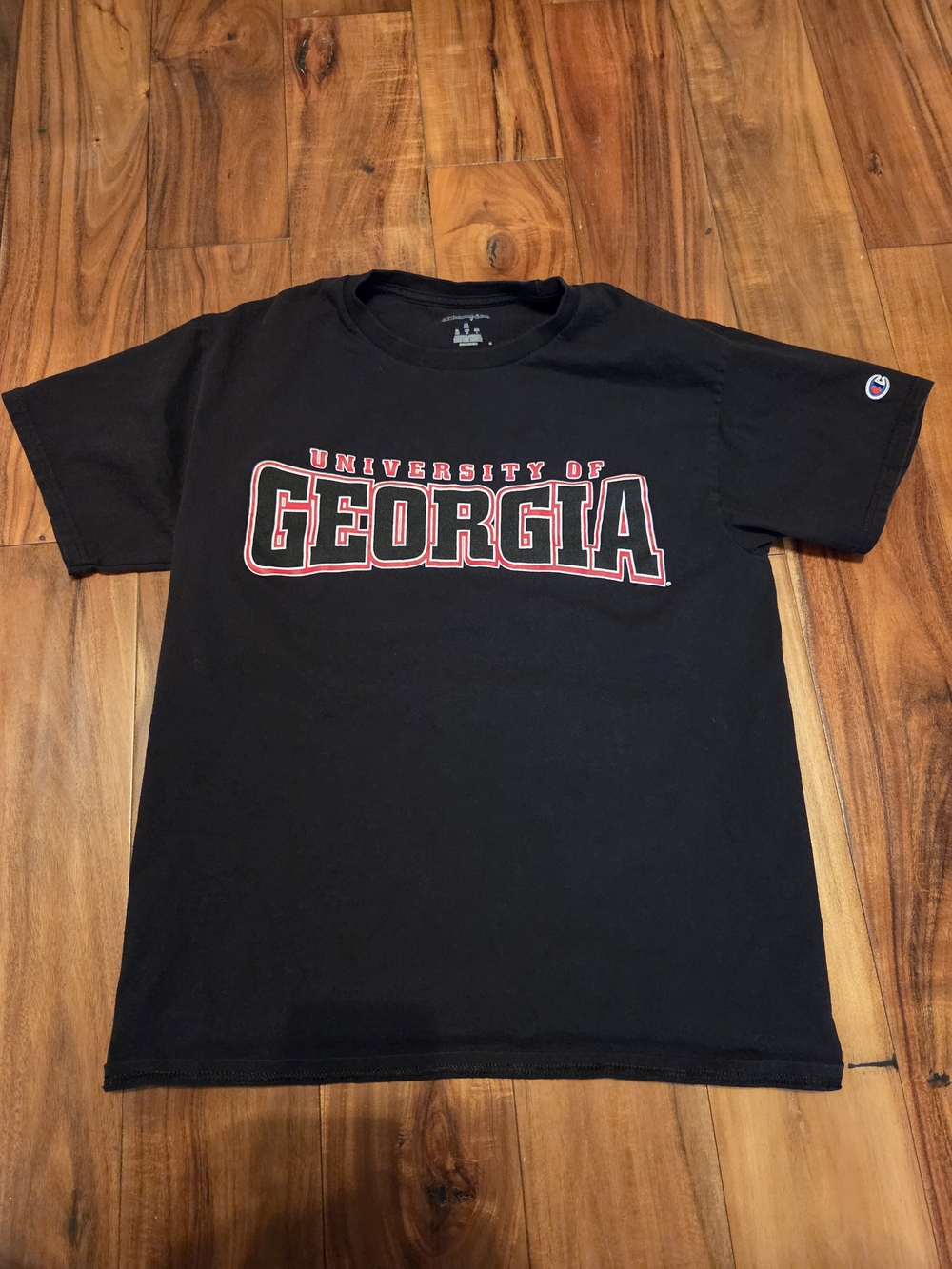 Champion Black University of Georgia Graphic Tee with Red Accents